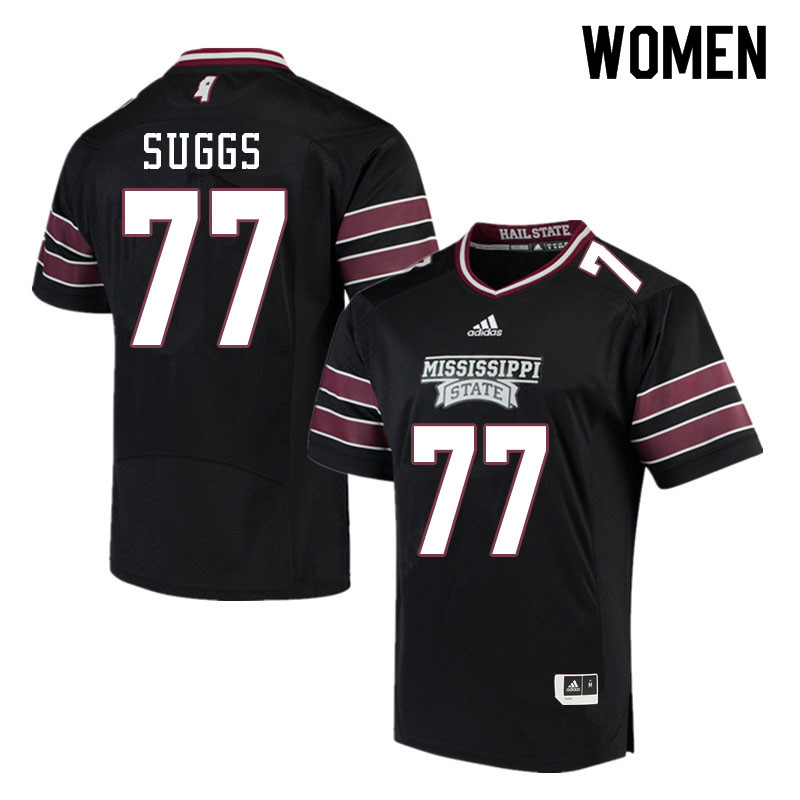Women #77 Cordavien Suggs Mississippi State Bulldogs College Football Jerseys Sale-Black - Click Image to Close